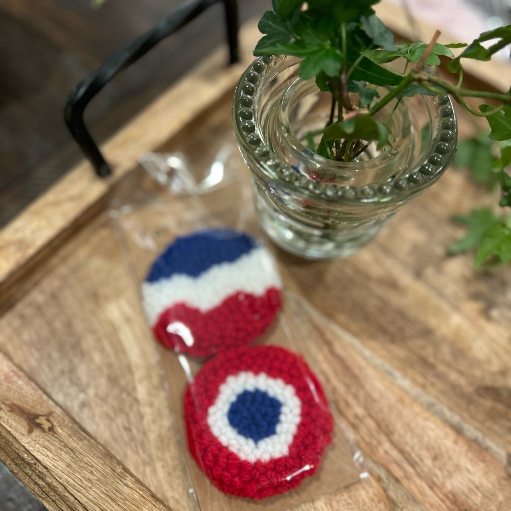 Handcrafted Red and Blue car coasters